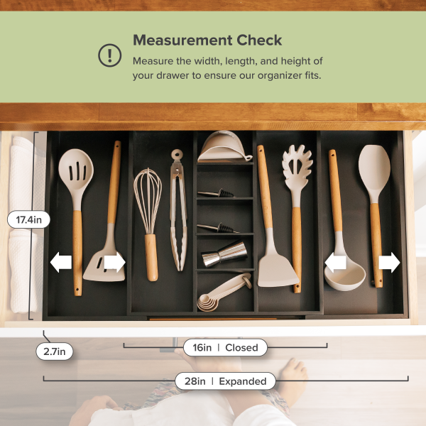 Bamboo Utensils & Junk Drawer Organizer - Black Finish (Expands 16-28in) - Image 4