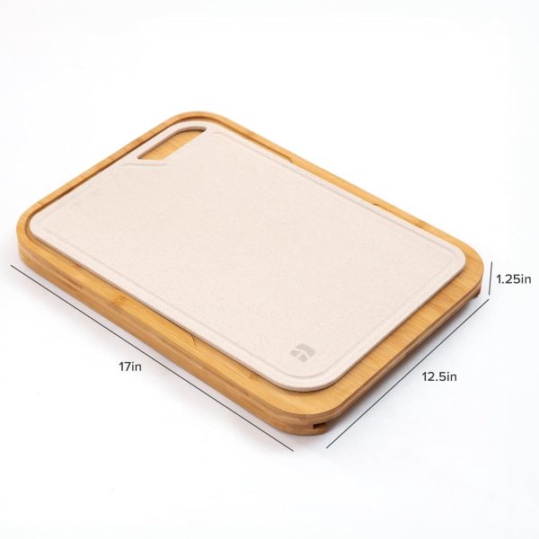 Bamboo Cutting Board with Nesting Rice Fiber Chopping Board (17 x 12.5 in) - Image 7