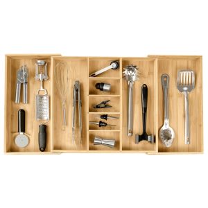 Bamboo Utensils & Junk Drawer Organizer (Expands 18.5-33in)