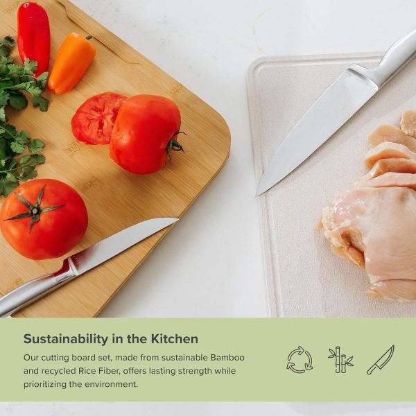 Bamboo Cutting Board with Nesting Rice Fiber Chopping Board (17 x 12.5 in) - Image 4