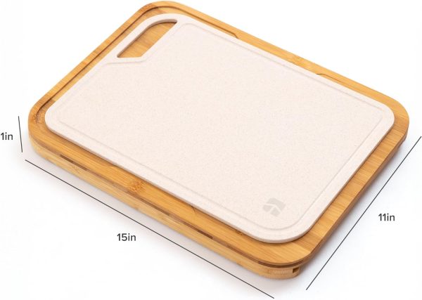 Bamboo Cutting Board with Nesting Rice Fiber Chopping Board (15 x 11 in) - Image 7