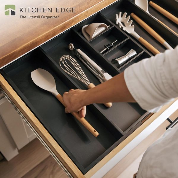 Bamboo Utensils & Junk Drawer Organizer - Black Finish (Expands 18.5-33in) - Image 2