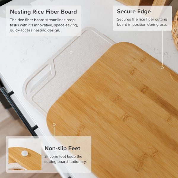 Bamboo Cutting Board with Nesting Rice Fiber Chopping Board (17 x 12.5 in) - Image 6