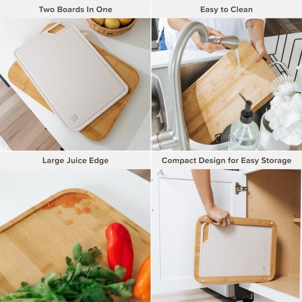 Bamboo Cutting Board with Nesting Rice Fiber Chopping Board (17 x 12.5 in) - Image 3