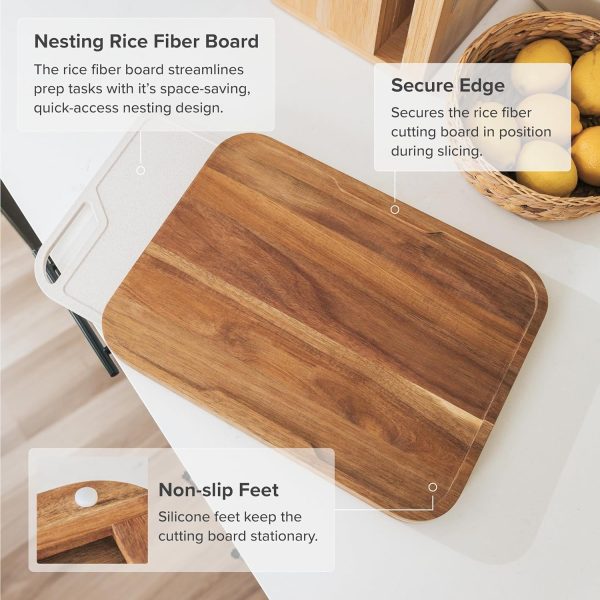Acacia Cutting Board with Nesting Rice Fiber Chopping Board (15 x 11 in) - Image 6