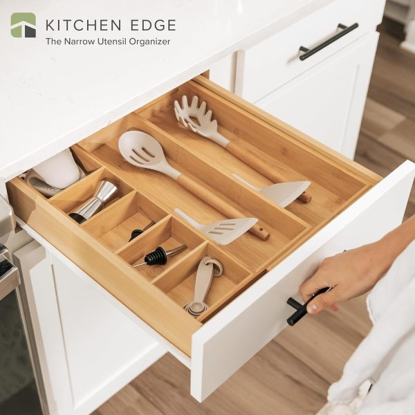 Bamboo Drawer Organizer for Utensils & Junk (Expands 10.5-18.5in) - Image 2