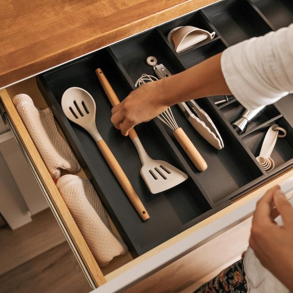 Bamboo Utensils & Junk Drawer Organizer - Black Finish (Expands 16-28in) - Image 7