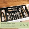 Bamboo Drawer Organizer for Silverware & Utensils - Black Finish (Expands 18.5-33in) - Image 5