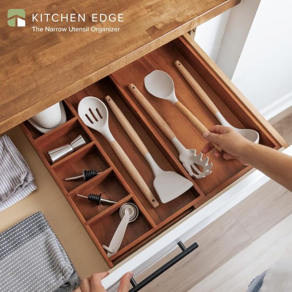 Acacia Drawer Organizer for Utensils & Junk (Expands 10.5-19in) - Image 2
