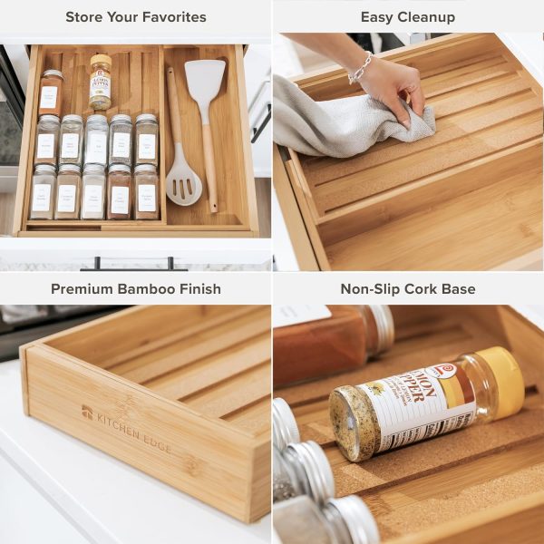 Bamboo Spice Drawer Organizer (Expands 10.5 to 18.5 in) - Image 3