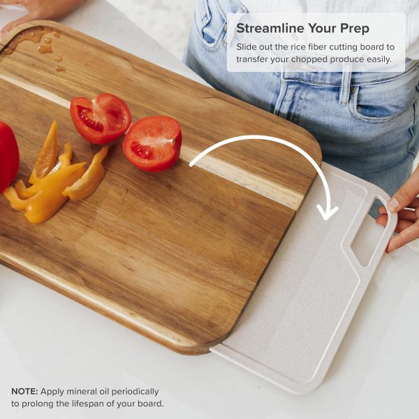 Acacia Cutting Board with Nesting Rice Fiber Chopping Board (17 x 12.5 in) - Image 5