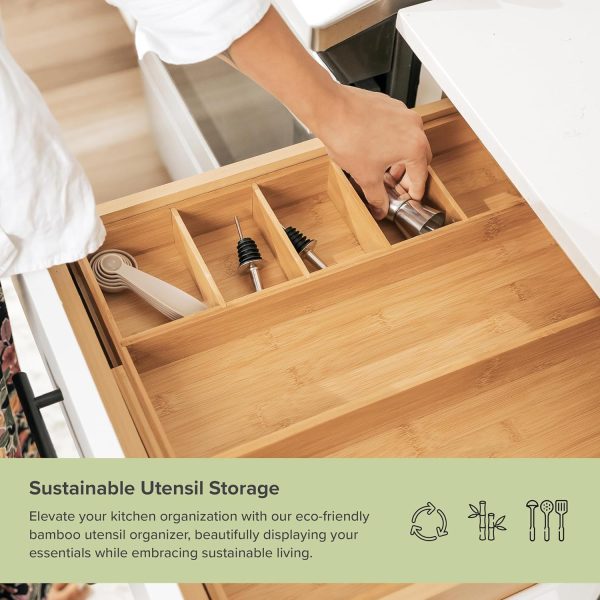 Bamboo Drawer Organizer for Utensils & Junk (Expands 10.5-18.5in) - Image 5