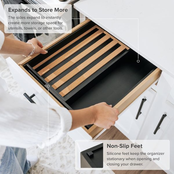 Bamboo Spice Drawer Organizer Black Finish (Expands 10.5 to 18.5 in) - Image 6