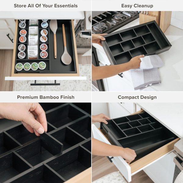 Bamboo Tea Bags & Coffee Pods Drawer Organizer Black Finish - Image 3