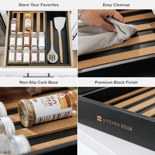 Bamboo Spice Drawer Organizer Black Finish (Expands 10.5 to 18.5 in) - Image 3