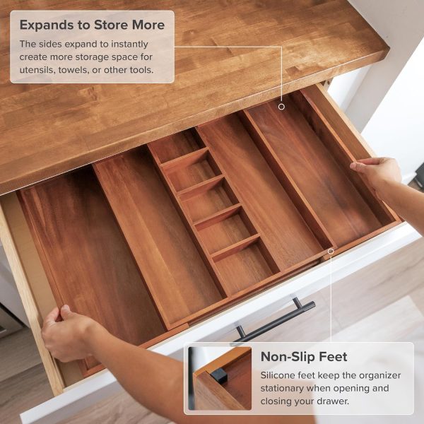 Acacia Utensils & Junk Drawer Organizer (Expands 16-28in) - Image 6