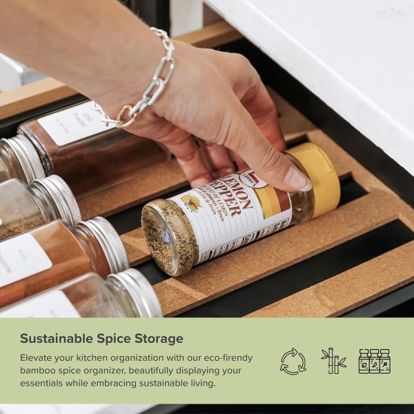 Bamboo Spice Drawer Organizer Black Finish (Expands 10.5 to 18.5 in) - Image 5