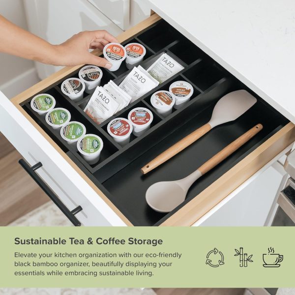 Bamboo Tea Bags & Coffee Pods Drawer Organizer Black Finish - Image 5