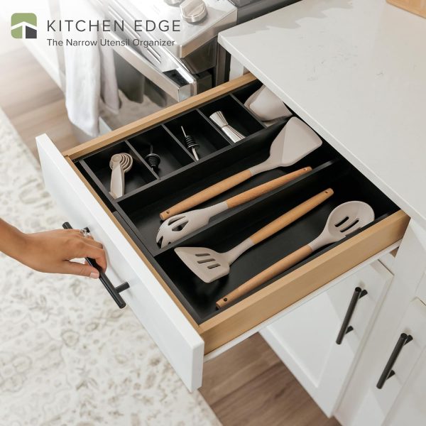 Bamboo Drawer Organizer for Utensils & Junk - Black Finish (Expands 10.5-18.5in) - Image 2