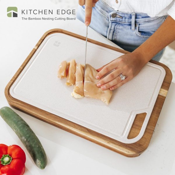 Acacia Cutting Board with Nesting Rice Fiber Chopping Board (17 x 12.5 in) - Image 2