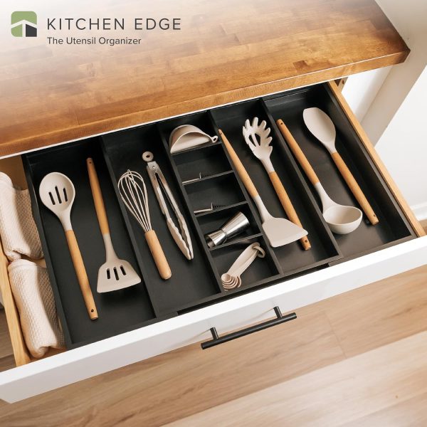 Bamboo Utensils & Junk Drawer Organizer - Black Finish (Expands 16-28in) - Image 2