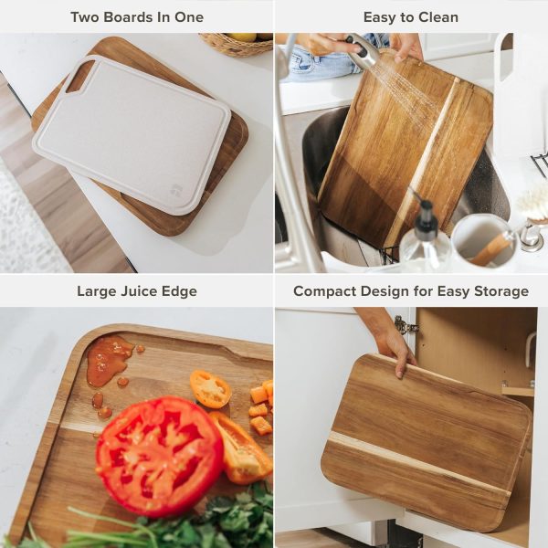 Acacia Cutting Board with Nesting Rice Fiber Chopping Board (17 x 12.5 in) - Image 3