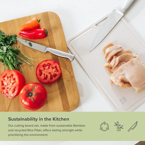 Bamboo Cutting Board with Nesting Rice Fiber Chopping Board (15 x 11 in) - Image 4