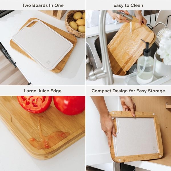 Bamboo Cutting Board with Nesting Rice Fiber Chopping Board (15 x 11 in) - Image 3