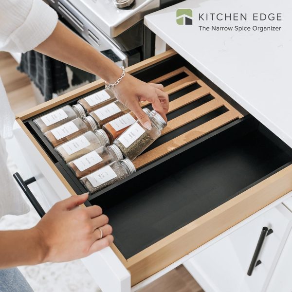 Bamboo Spice Drawer Organizer Black Finish (Expands 10.5 to 18.5 in) - Image 2