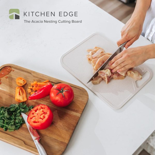 Acacia Cutting Board with Nesting Rice Fiber Chopping Board (15 x 11 in) - Image 2