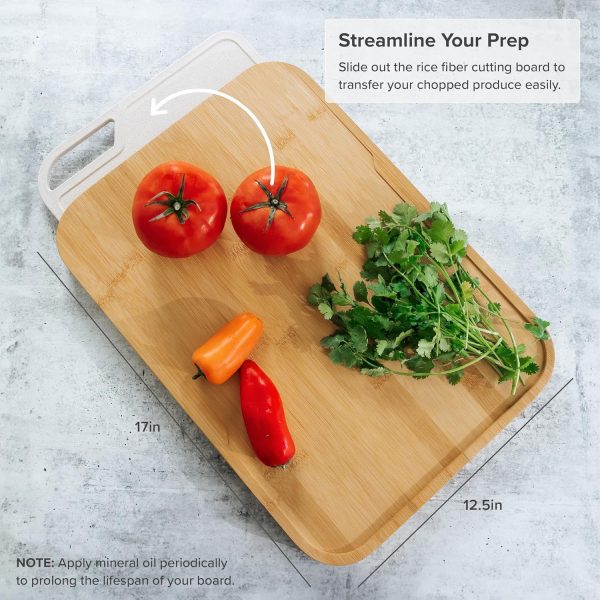 Bamboo Cutting Board with Nesting Rice Fiber Chopping Board (17 x 12.5 in) - Image 5