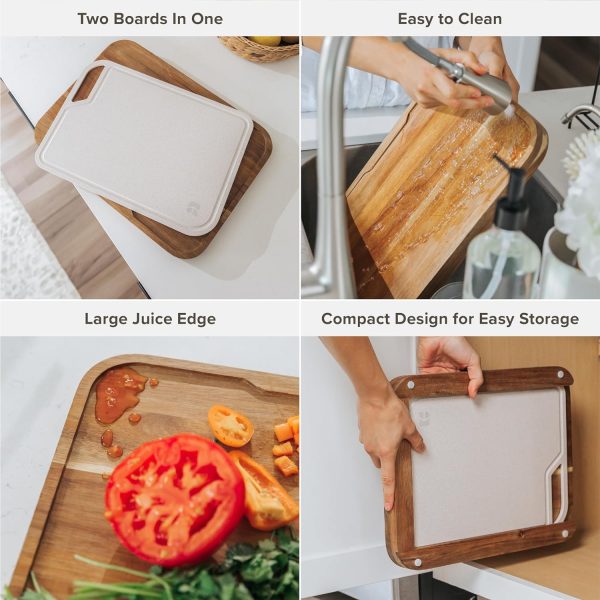 Acacia Cutting Board with Nesting Rice Fiber Chopping Board (15 x 11 in) - Image 3