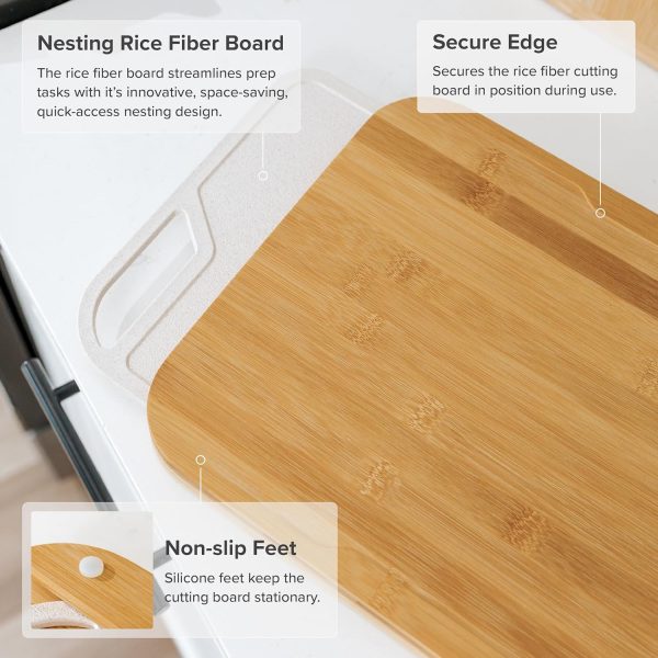 Bamboo Cutting Board with Nesting Rice Fiber Chopping Board (15 x 11 in) - Image 6