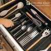Bamboo Drawer Organizer for Silverware & Utensils - Black Finish (Expands 18.5-33in) - Image 2