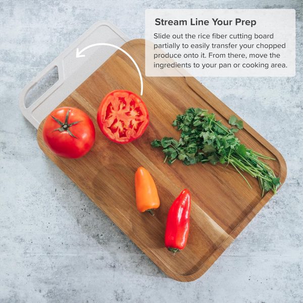 Acacia Cutting Board with Nesting Rice Fiber Chopping Board (15 x 11 in) - Image 5