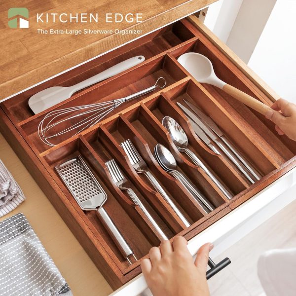 Acacia Drawer Organizer for Silverware & Utensils (Expands 18.5-33in) - Image 2