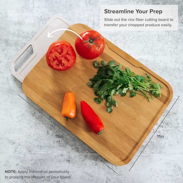 Bamboo Cutting Board with Nesting Rice Fiber Chopping Board (15 x 11 in) - Image 5