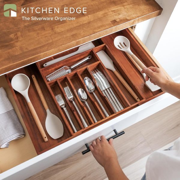 Acacia Drawer Organizer for Silverware & Utensils (Expands 14.5-25in) - Image 2