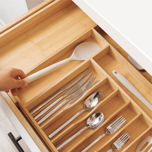 Bamboo Drawer Organizer for Silverware & Utensils (Expands 18.5-33in) - Image 9