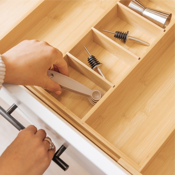Bamboo Utensils & Junk Drawer Organizer (Expands 16-28in) - Image 9