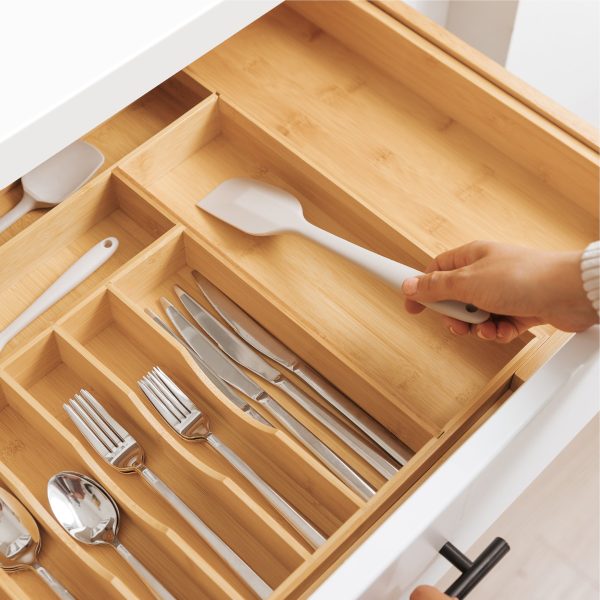 Bamboo Drawer Organizer for Silverware & Utensils (Expands 16-28in) - Image 8