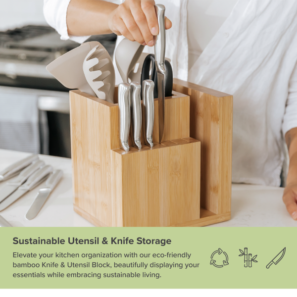 Knife & Utensil Block - Bamboo - Image 4