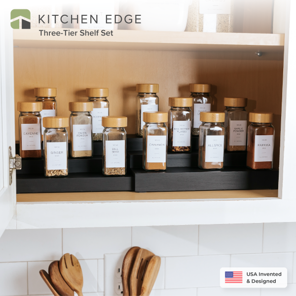 3 Tier Spice Shelf - Black Bamboo - Image 2