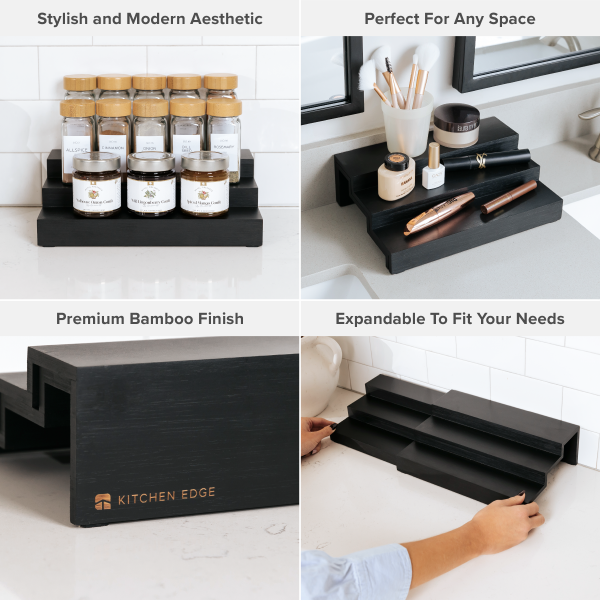3 Tier Spice Shelf - Black Bamboo - Image 3