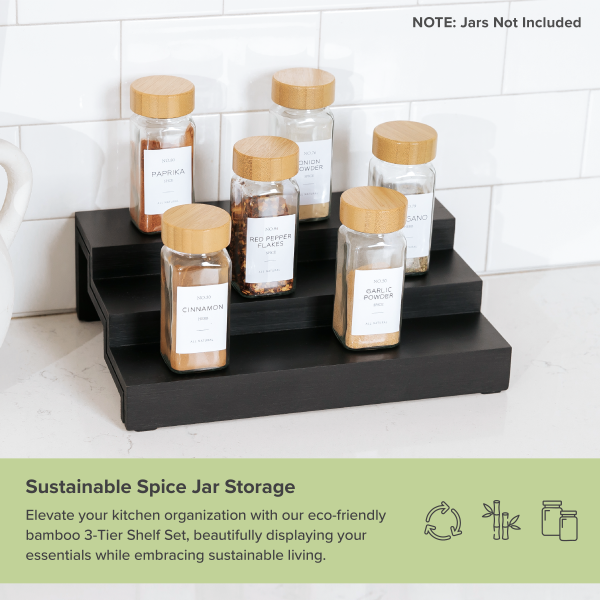 3 Tier Spice Shelf - Black Bamboo - Image 4