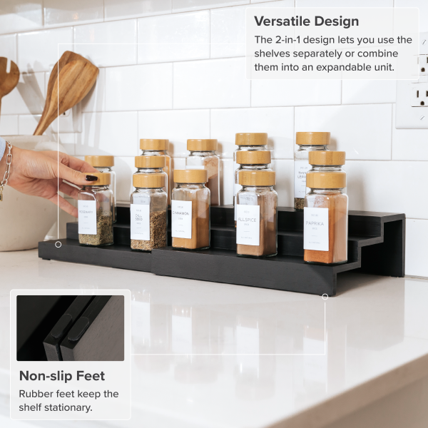 3 Tier Spice Shelf - Black Bamboo - Image 5