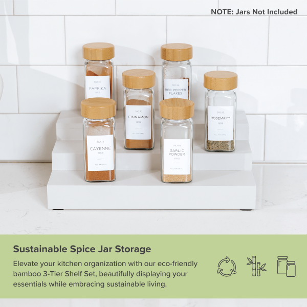 3 Tier Spice Shelf - White Bamboo - Image 4