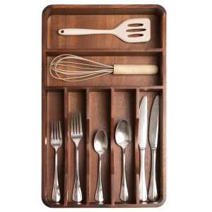 Rounded Silverware Drawer Organizer - Acacia
