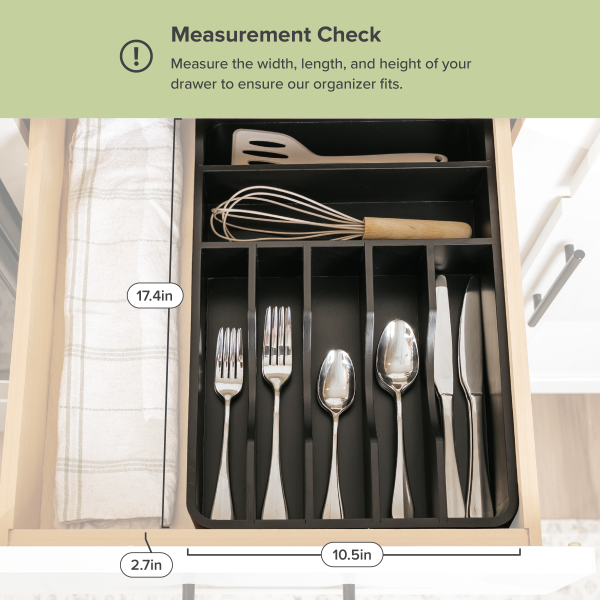 Rounded Silverware Drawer Organizer - Black Bamboo - Image 3