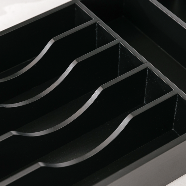 Rounded Silverware Drawer Organizer - Black Bamboo - Image 8